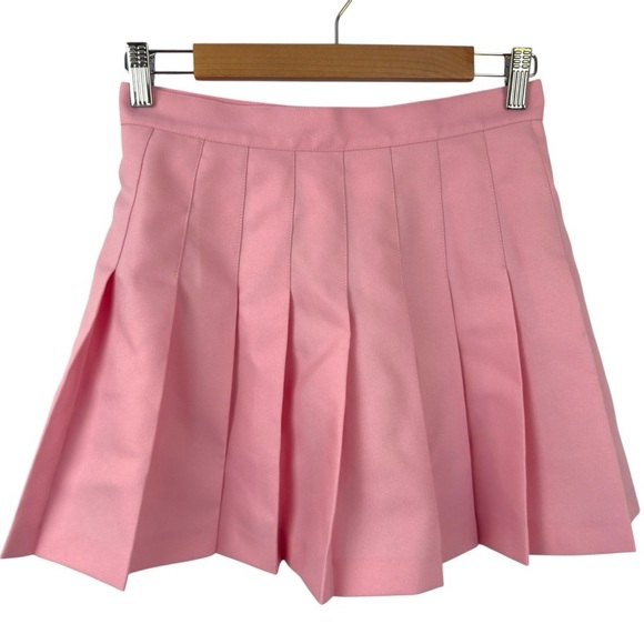 American Apparel Gabardine High-Waist Pleated Tennis Skirt Pink Size Small - Picture 5 of 16